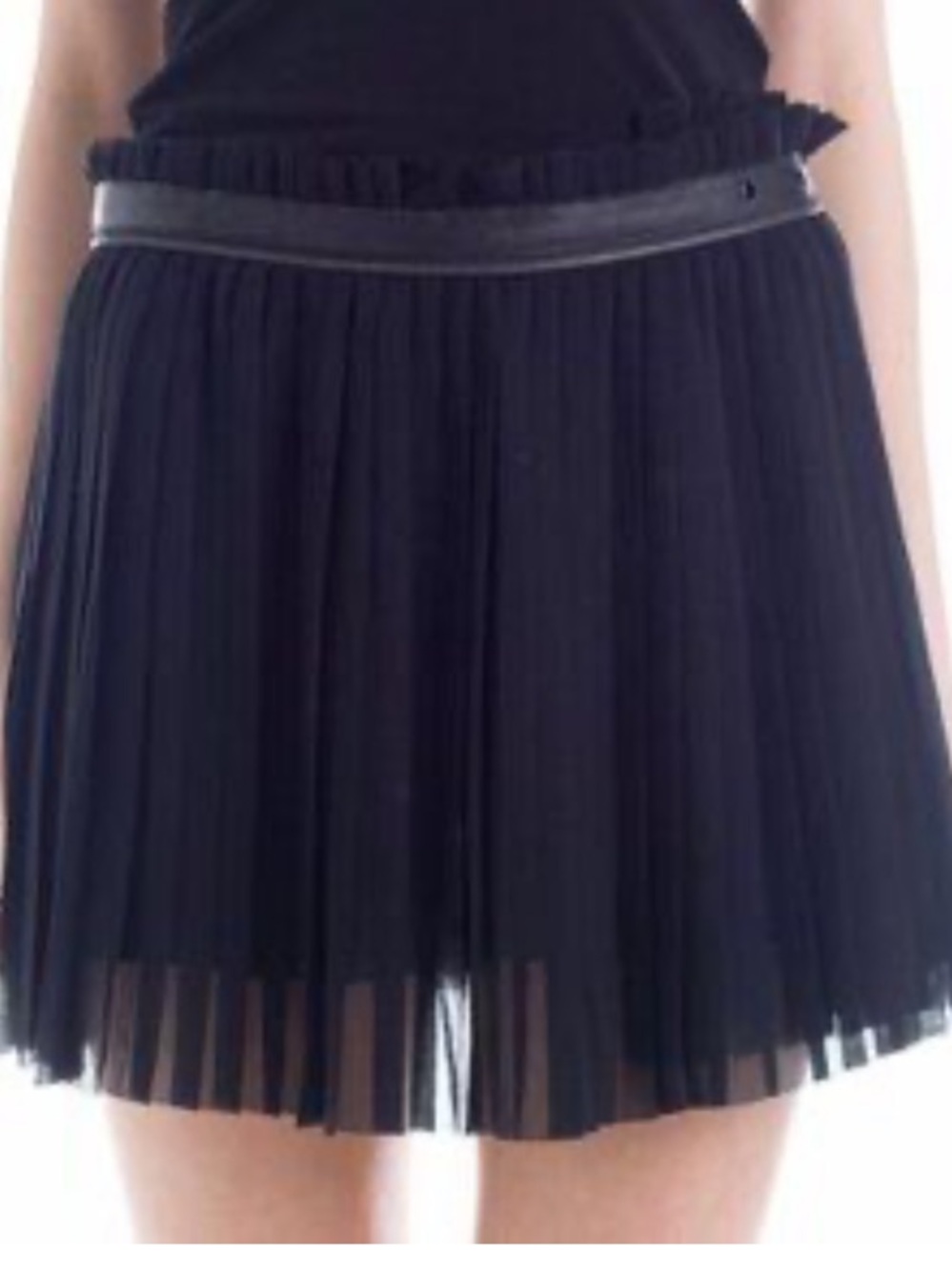 Diesel Wrap Mini Skort Size M Lamb LeatherTrim Pleated Rocker Chic Edgy